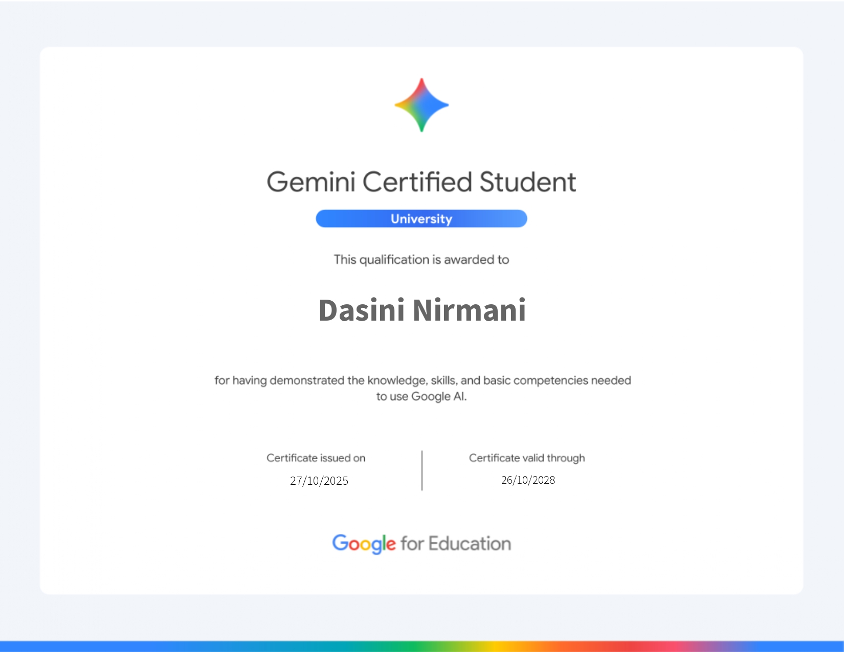 Gemini Certified Student (University)